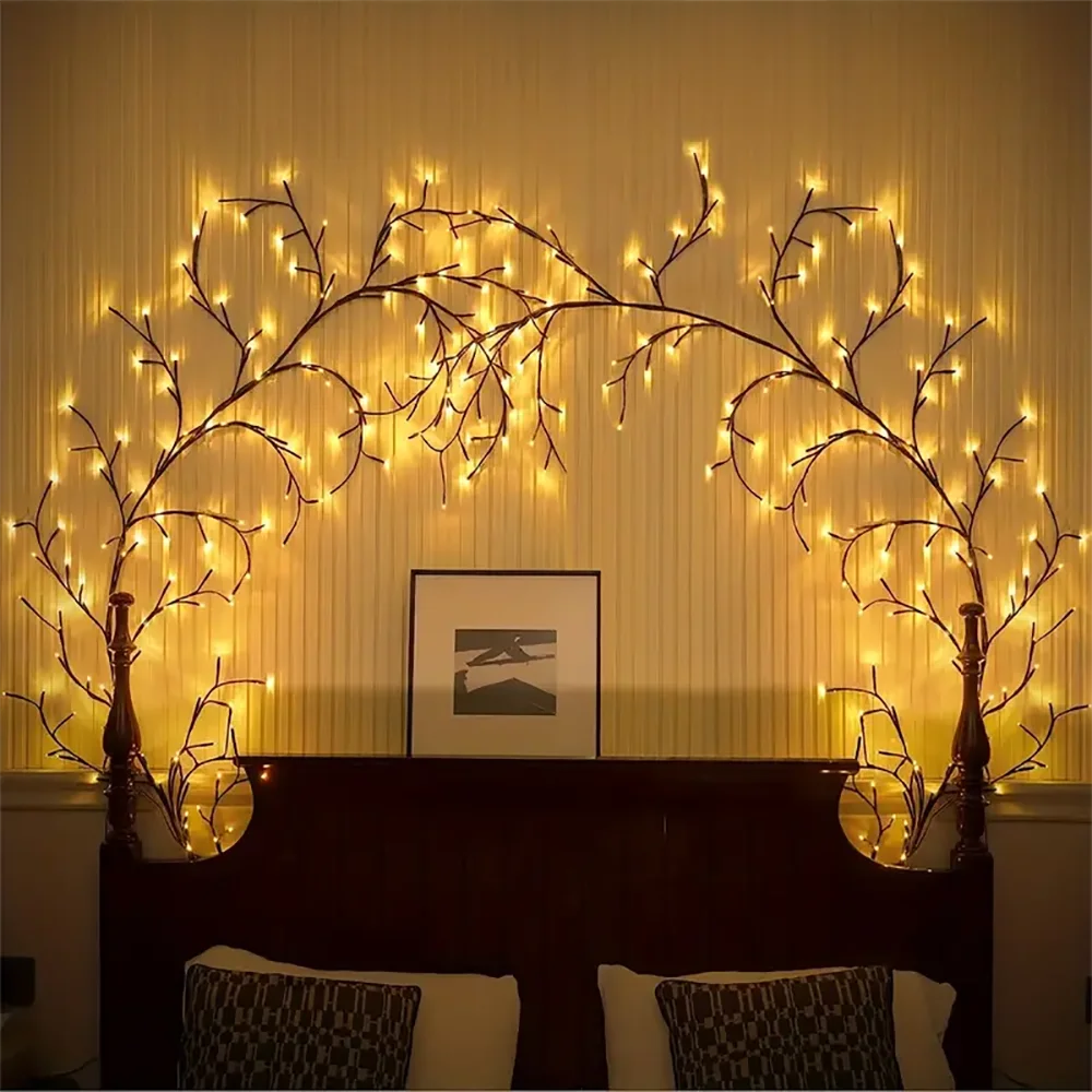 96LED branche d'arbre lampe chambre décoration murale saule vigne arbre bande lumineuse 8 Modes d'éclairage bricolage atmosphère lumière éclairage à la maison