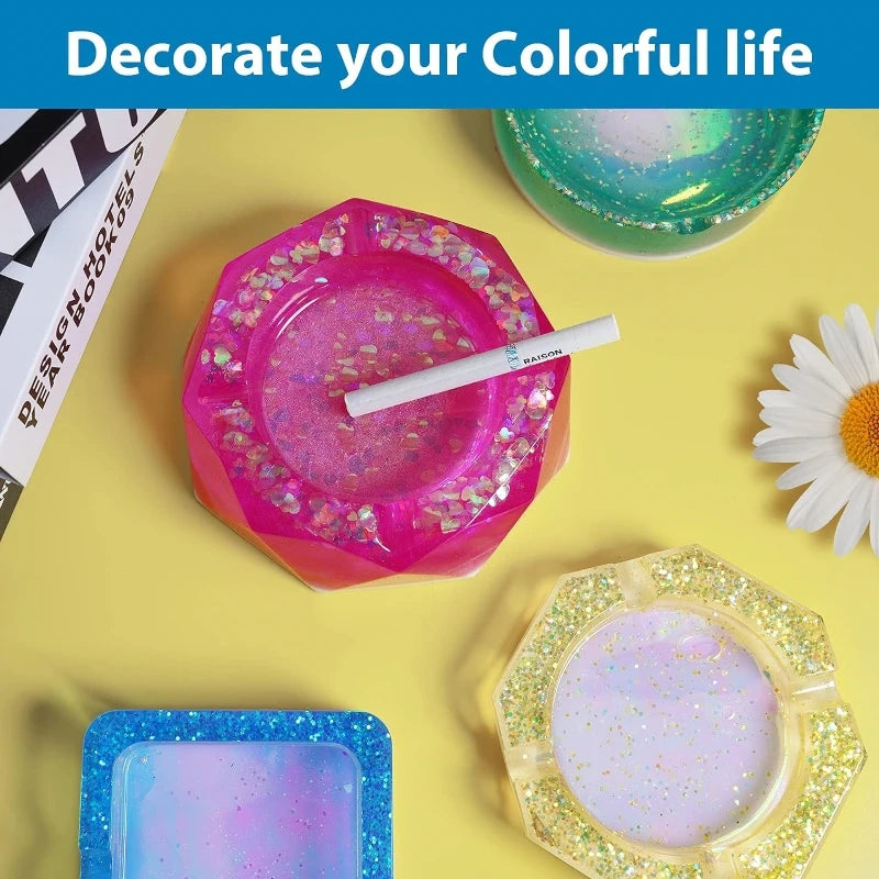 Bricolage Silicone moule cendrier résine moule coeur carré moule pour résine UV cristal époxy artisanat cristal cendrier décoration de la maison