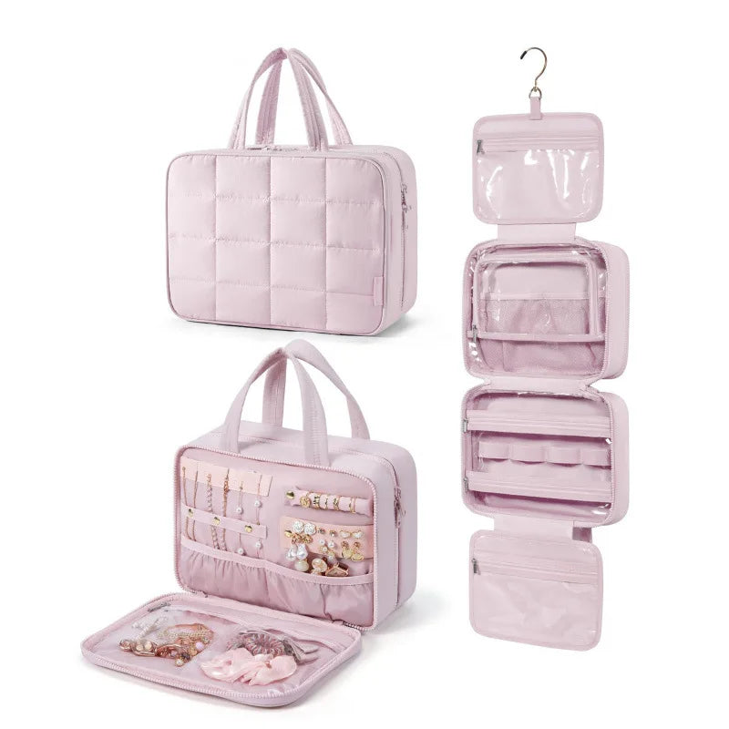 Trousse de maquillage de voyage, organisateur de produits de toilette pour femmes, crochet de salle de bain, pochette de lavage, sac de rangement de maquillage
