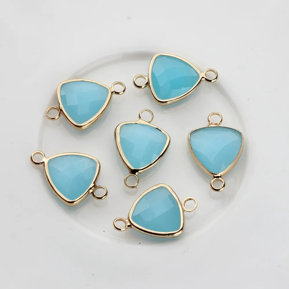 Breloques en verre de cristal, connecteurs à Double trou en cuivre, pendentif en pierre de naissance en verre, 12 pièces/lot, 12x19mm, pour accessoires de bijouterie à faire soi-même