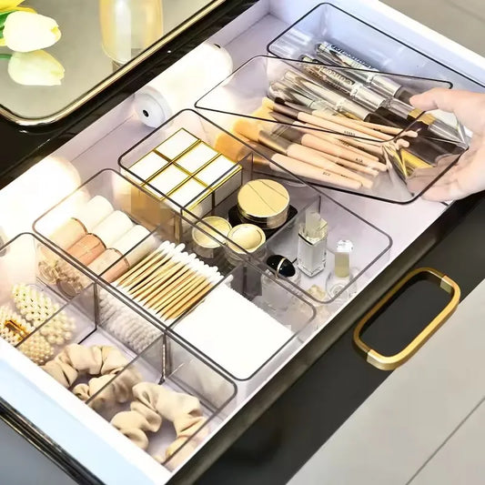 Organisateur de maquillage pour tiroir, organisateur de maquillage pour vanité, comptoir, salle de bain, cuisine et armoires, boîtes de rangement