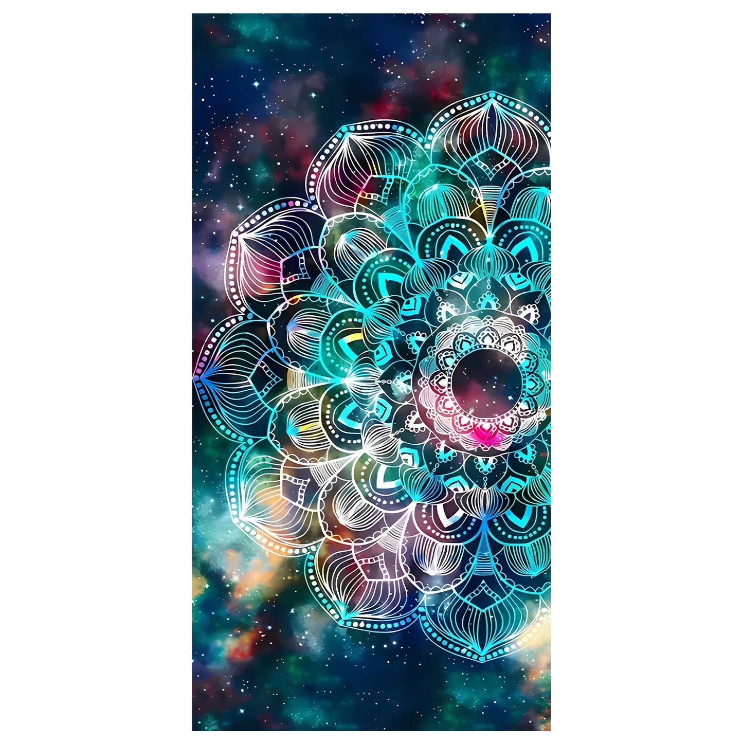 Serviette de plage imprimée numériquement Mandala, absorbant l'eau, séchage rapide, microcarence de natation, carré antistatique