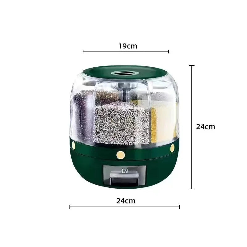 Kitchen Rotation 6kg Plastic Pet Rice Grain Dispenser Food Container Grain Bucket Storage Box Dispenser Housewarming Gift