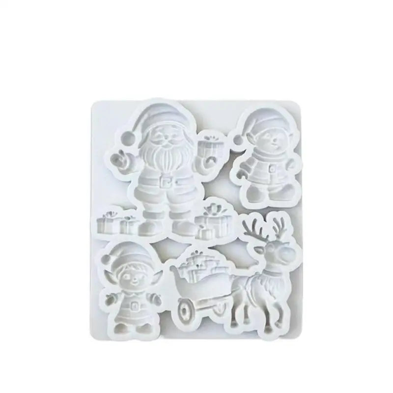 ♥ Moule en Silicone pour Fondant de noël, moule de cuisson pour chocolat, père noël et traîneau de renne