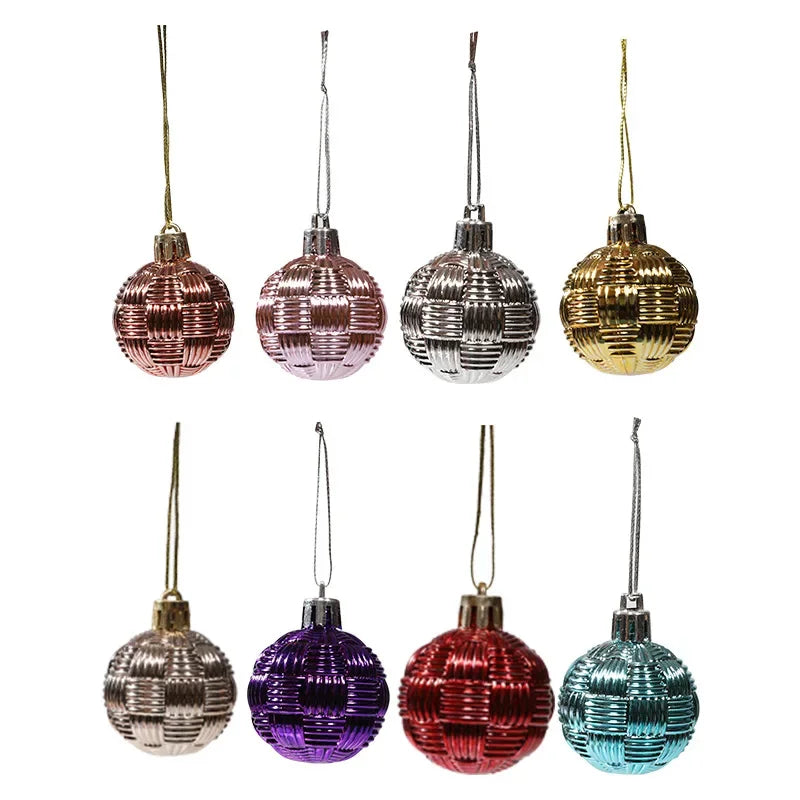 Ensemble d'ornements de boule de Noël en plastique, 8 pièces/ensemble 4CM, pendentif d'arbre de Nël, accessoires de décoration Noël