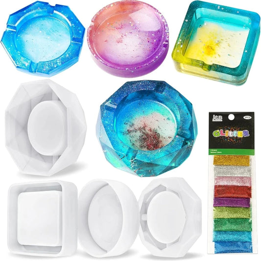 Bricolage Silicone moule cendrier résine moule coeur carré moule pour résine UV cristal époxy artisanat cristal cendrier décoration de la maison