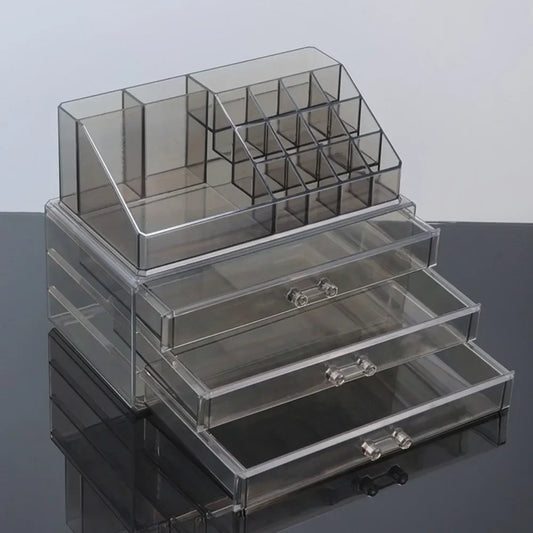Desktop Makeup Storage Box Multi-layer Drawer Lipstick Organizer Multi-functional Storage Transparent Black Makeup Organizer