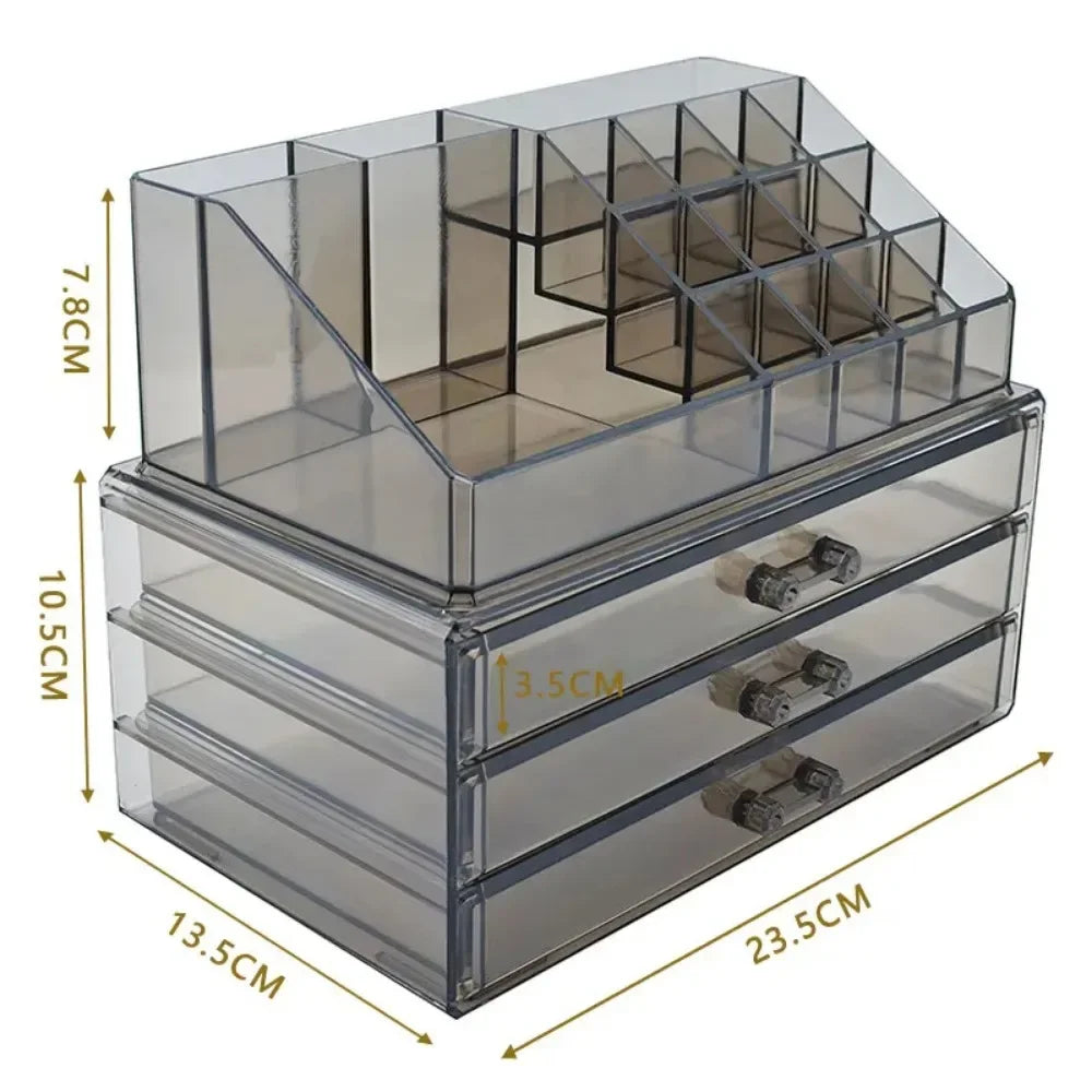 Desktop Makeup Storage Box Multi-layer Drawer Lipstick Organizer Multi-functional Storage Transparent Black Makeup Organizer