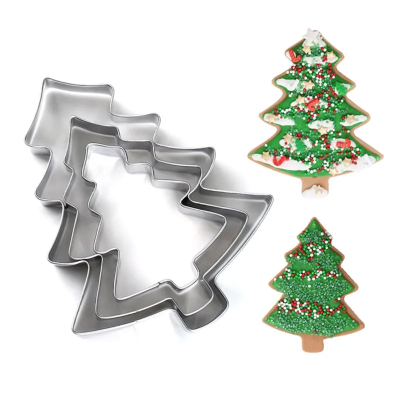 Ensemble de matrices de découpe de biscuits fondant de noël, bonhomme en pain d'épices, moule en acier inoxydable en forme d'arbre de noël, outils de cuisson.