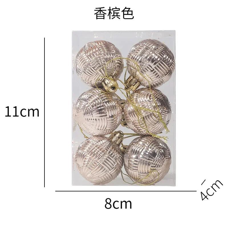 Ensemble d'ornements de boule de Noël en plastique, 8 pièces/ensemble 4CM, pendentif d'arbre de Nël, accessoires de décoration Noël