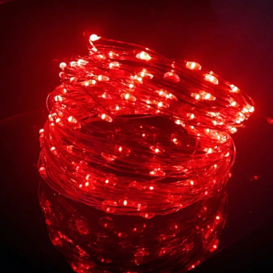 Guirlande lumineuse féerique Led en fil d'argent, alimentée par USB, étanche, pour l'extérieur, pour fête de noël, mariage, décoration DIY