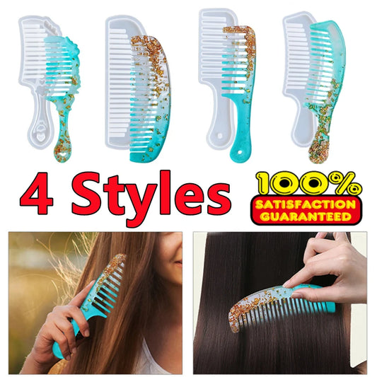 Moule à Peigne en Résine Polymère et Silicone pour Artisanat Créatif, Outil de Décoration, Cadeau, 4 Styles