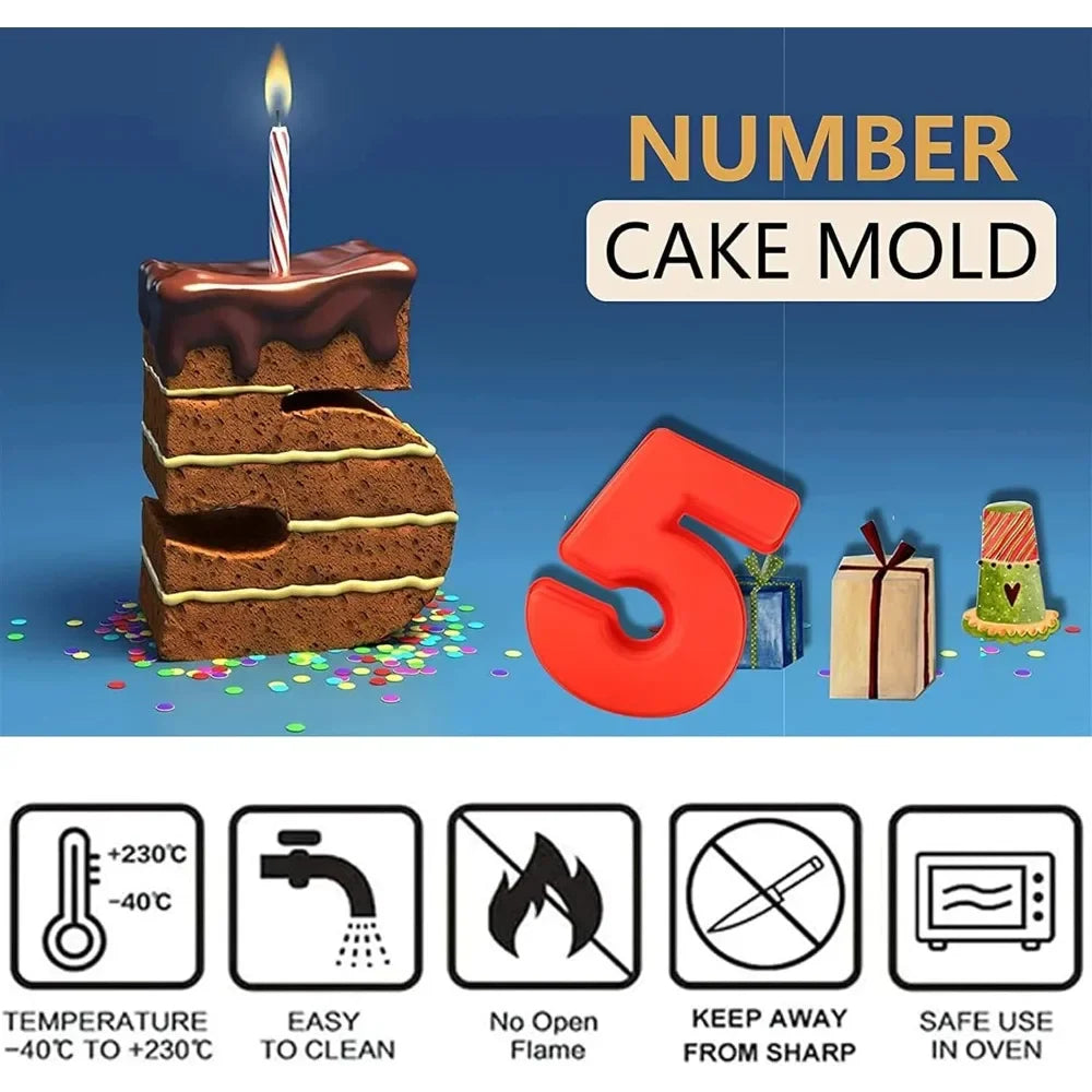 Moule à gâteau 3D grand nombre 10 pouces, moules de cuisson en Silicone 0-8 pour anniversaire, mariage, décorations de fête, bricolage, outils de cuisson à domicile