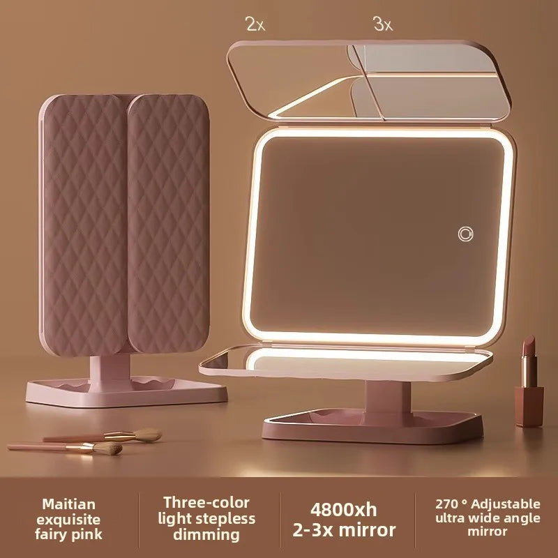 Miroir de maquillage à lampe Led, peut être tourné, trois volets, miroir de beauté haute définition, Compact, intelligent, offre spéciale