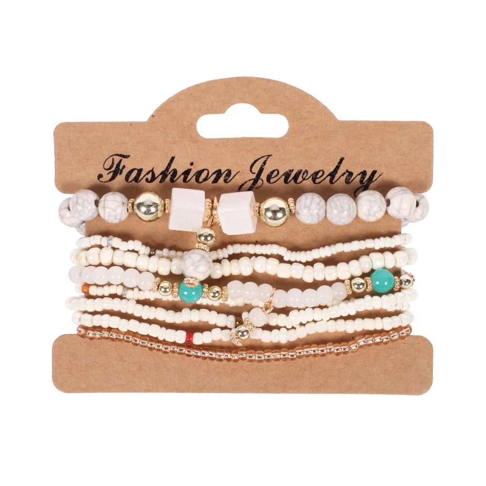 Ensemble de bracelets bohème en perles faites à la main pour femmes, chaîne de perles colorées d'été, accessoires de bijoux Boho pour hommes