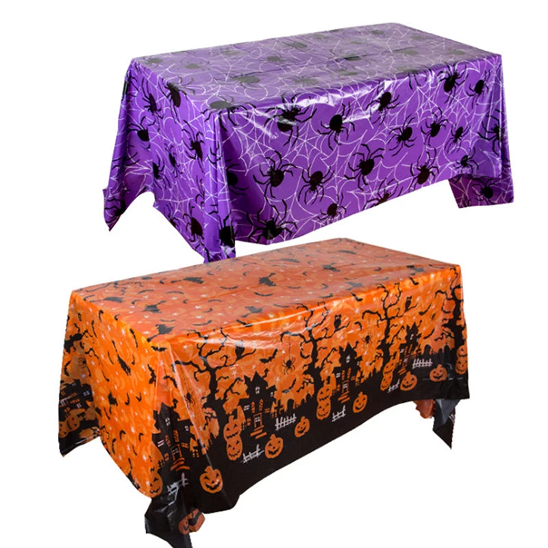 Nappe de Décoration d'Halloween, Citrouille, Toile d'Araignée, Ensemble Pliant en Plastique, Zones de ix