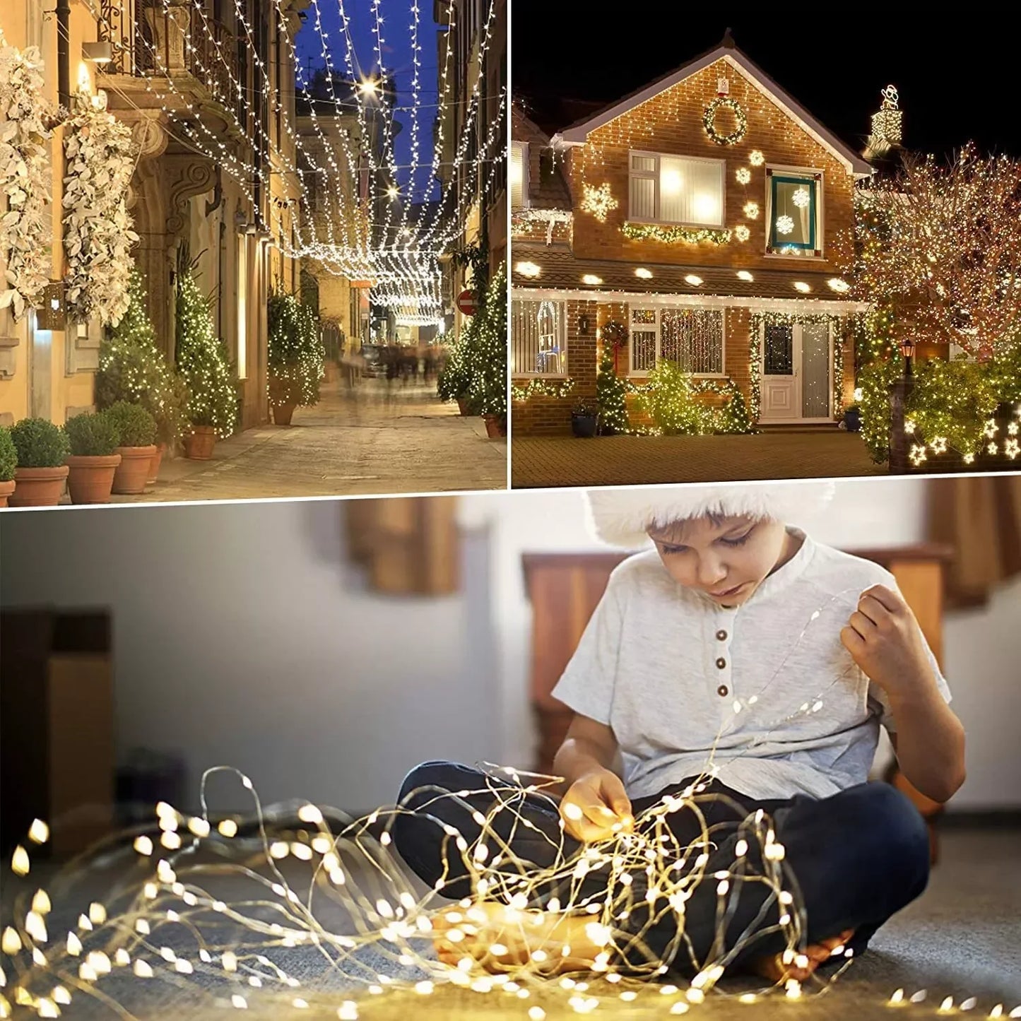 Guirlande solaire d'extérieur LED, guirlande féerique en fil de cuivre, lampe de décoration de jardin, cour, fête de noël, 8 modes