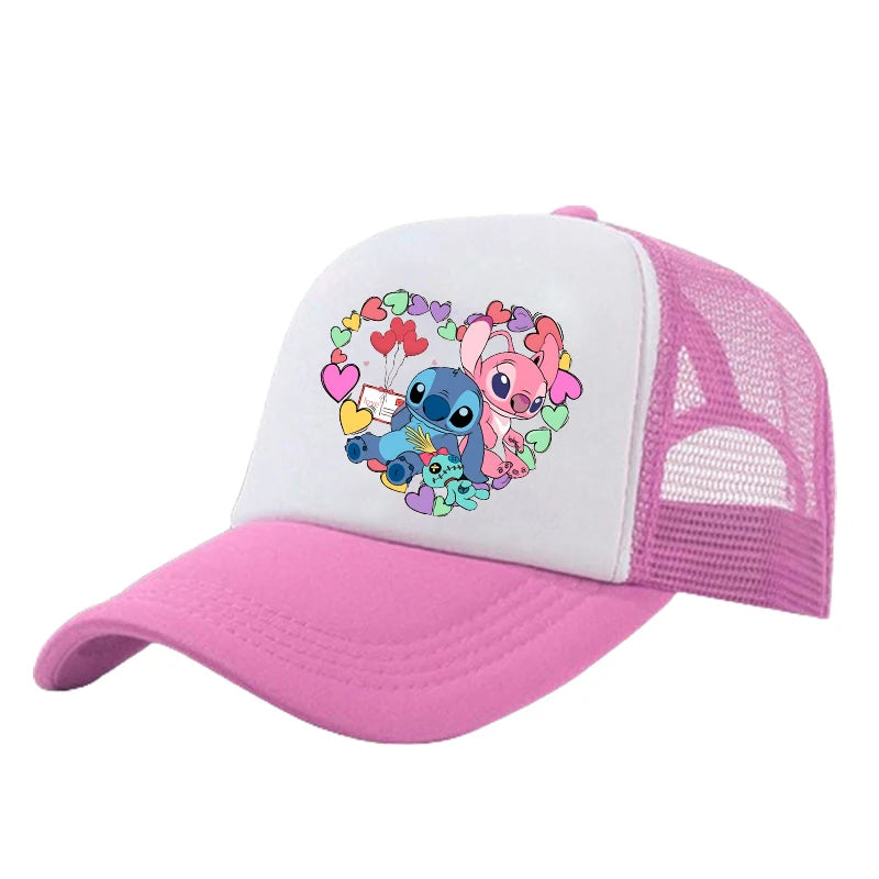 Casquette de baseball Stitch pour garçons et filles, chapeau de soleil en maille imprimé hip-hop décontracté unisexe à protection réglable, chapeau classique à visière en coton