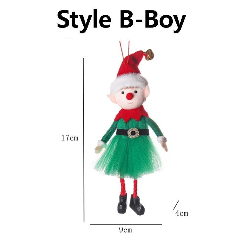 Poupées en peluche elfes de Noël, suspendus, décor d'arbre de Noël