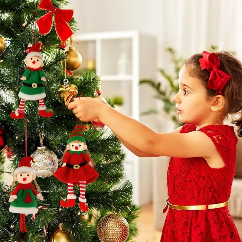 Poupées en peluche elfes de Noël, suspendus, décor d'arbre de Noël