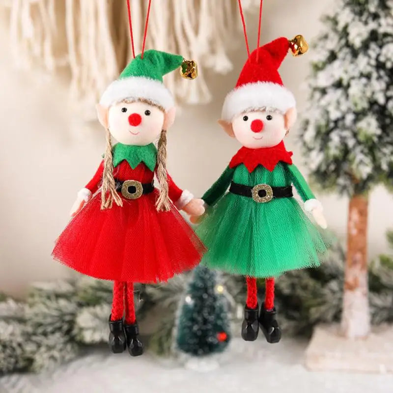 Poupées en peluche elfes de Noël, suspendus, décor d'arbre de Noël