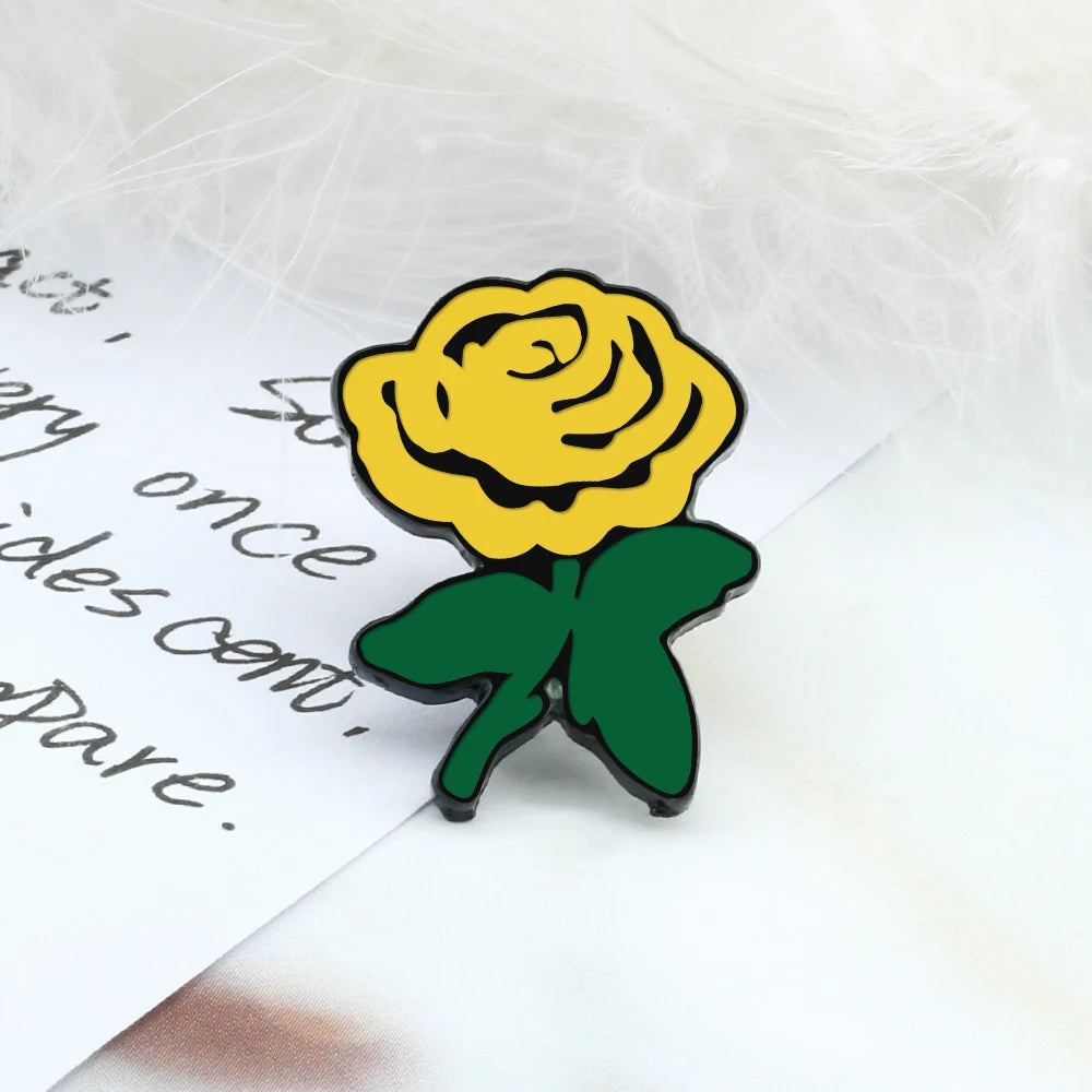 Broches romantiques pour Couple, Rose rouge et noire