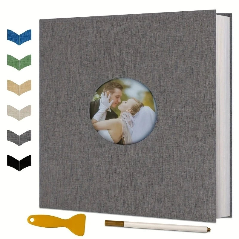 Album Scrapbook auto-adhésif pour photos 4 × 6 5 × 7 8 × 10, couverture en lin magnétique, 40 pages, cadeau de mariage familial avec stylo en métal et