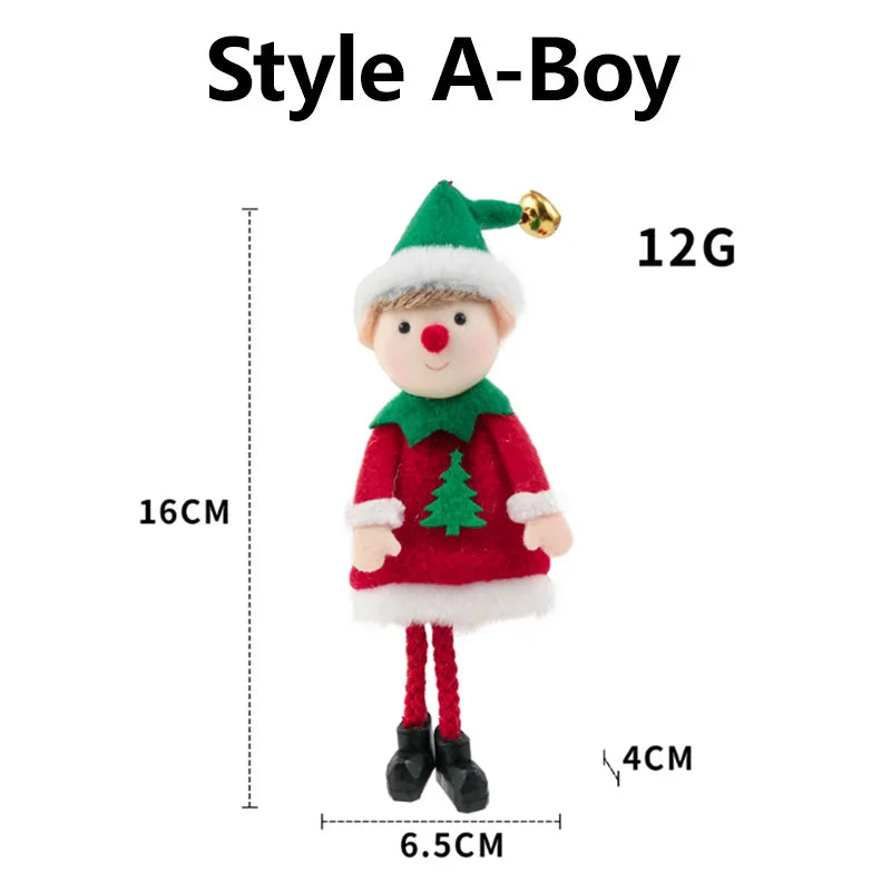 Poupées en peluche elfes de Noël, suspendus, décor d'arbre de Noël