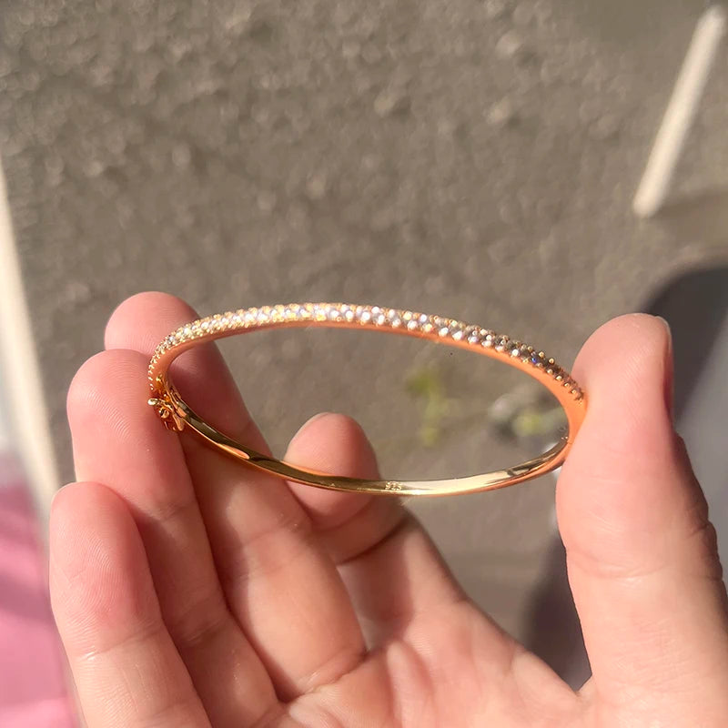 Marque chaude pur 925 bijoux en argent Sterling pour les femmes bracelet en or Rose diamant bracelet bijoux de mariage autour de Rivet bracelet bijoux