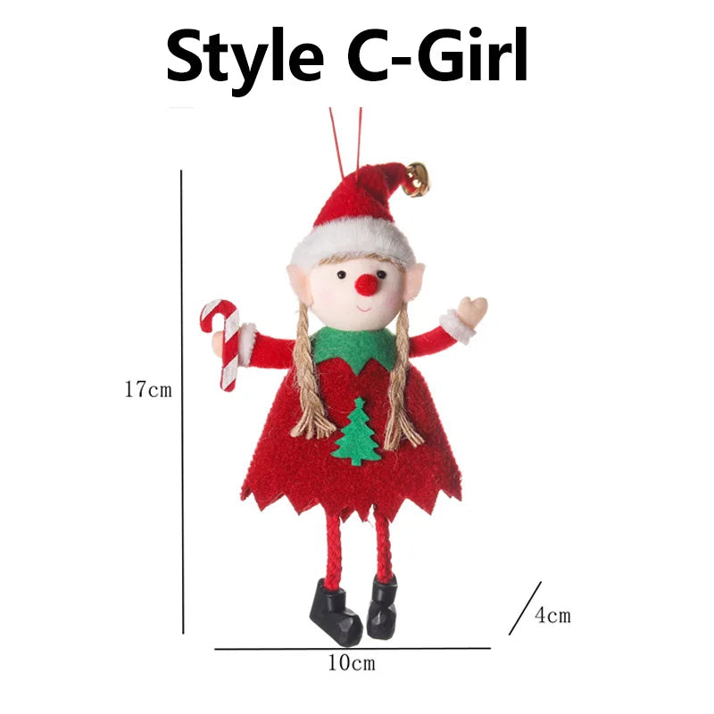 Poupées en peluche elfes de Noël, suspendus, décor d'arbre de Noël