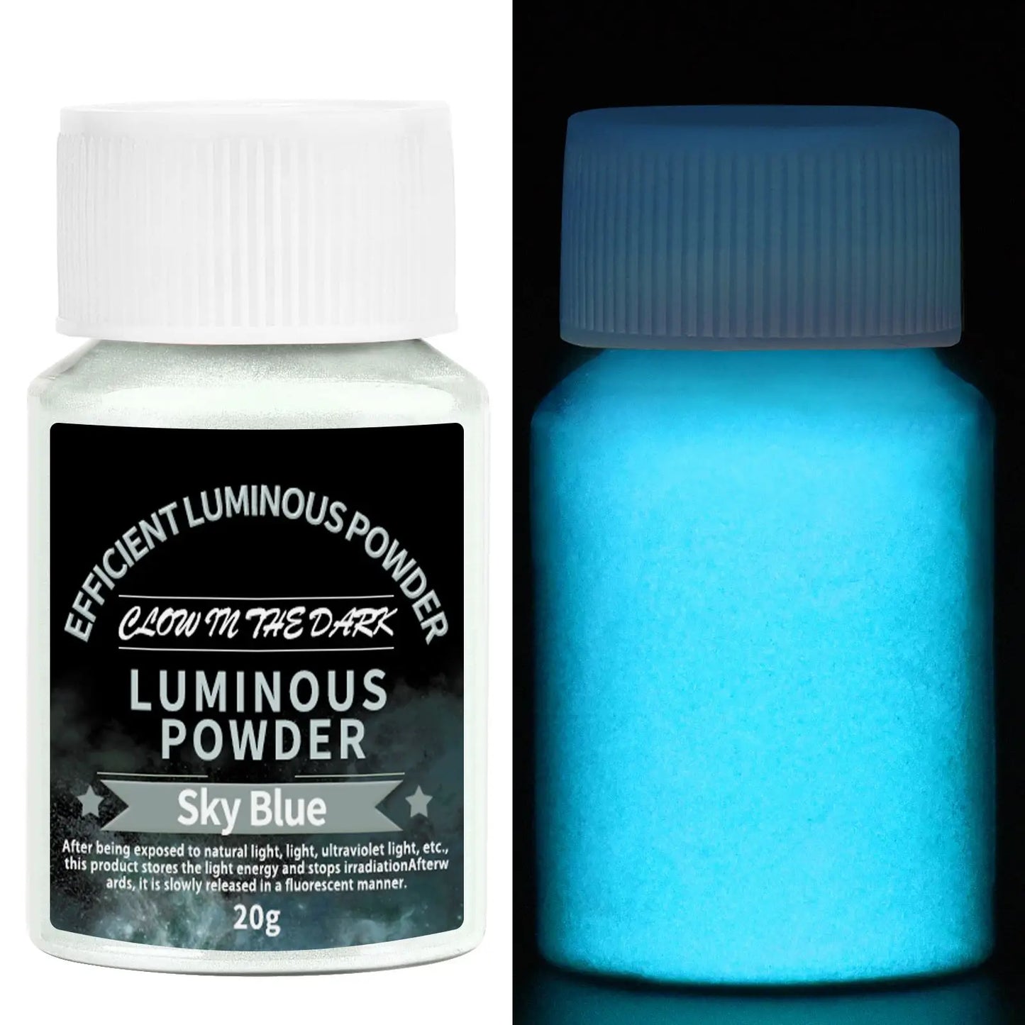 Peinture en poudre lumineuse longue durée, 20g, résine époxy, Pigment qui brille dans la nuit, poudre fluorescente, remplissage pour la fabrication de bijoux à faire soi-même