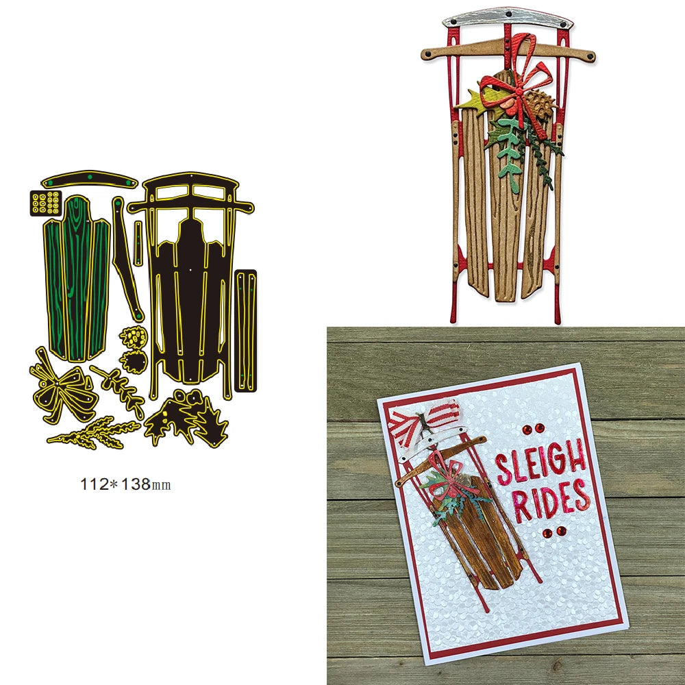 Matrices de découpe en métal, traîneau de renne de Noël