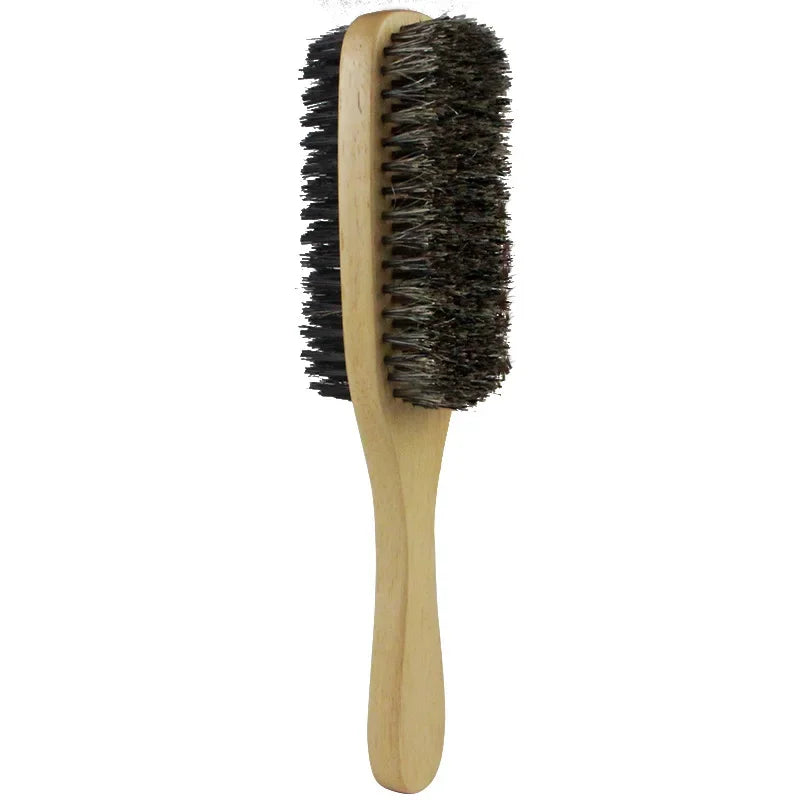 Brosse à cheveux en poils de sanglier pour hommes, brosse ondulée en bois naturel pour hommes, brosse à cheveux coiffante pour cheveux courts, longs, épais, bouclés et ondulés