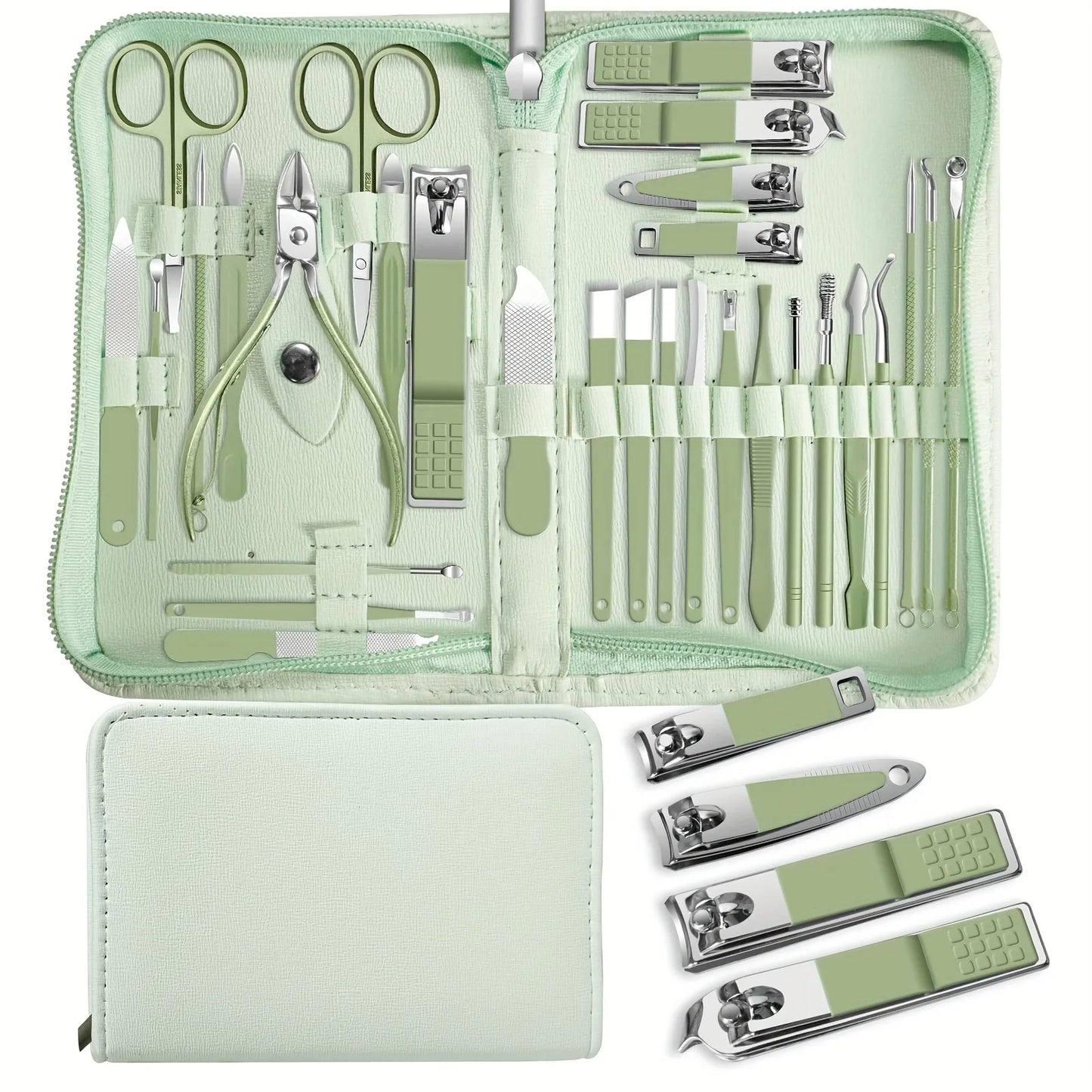 Ensemble d'outils de manucure coupe-ongles 30 pièces, avec étui de voyage Portable, pinces à cuticules et Kit de coupe, coupe-ongles professionnel