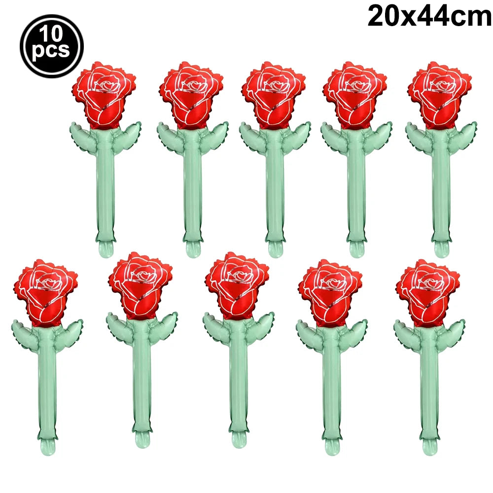 Grands ballons roses rouges de mariage, ballons en aluminium en forme de fleur de Rose, décorations cadeaux d'anniversaire pour la fête des mères, cadeaux d'anniversaire