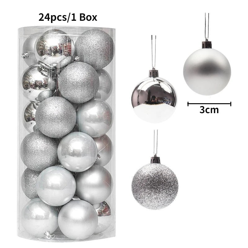 Boule d'arbre de Noël suspendue de 3cm, 24 pièces/boîte