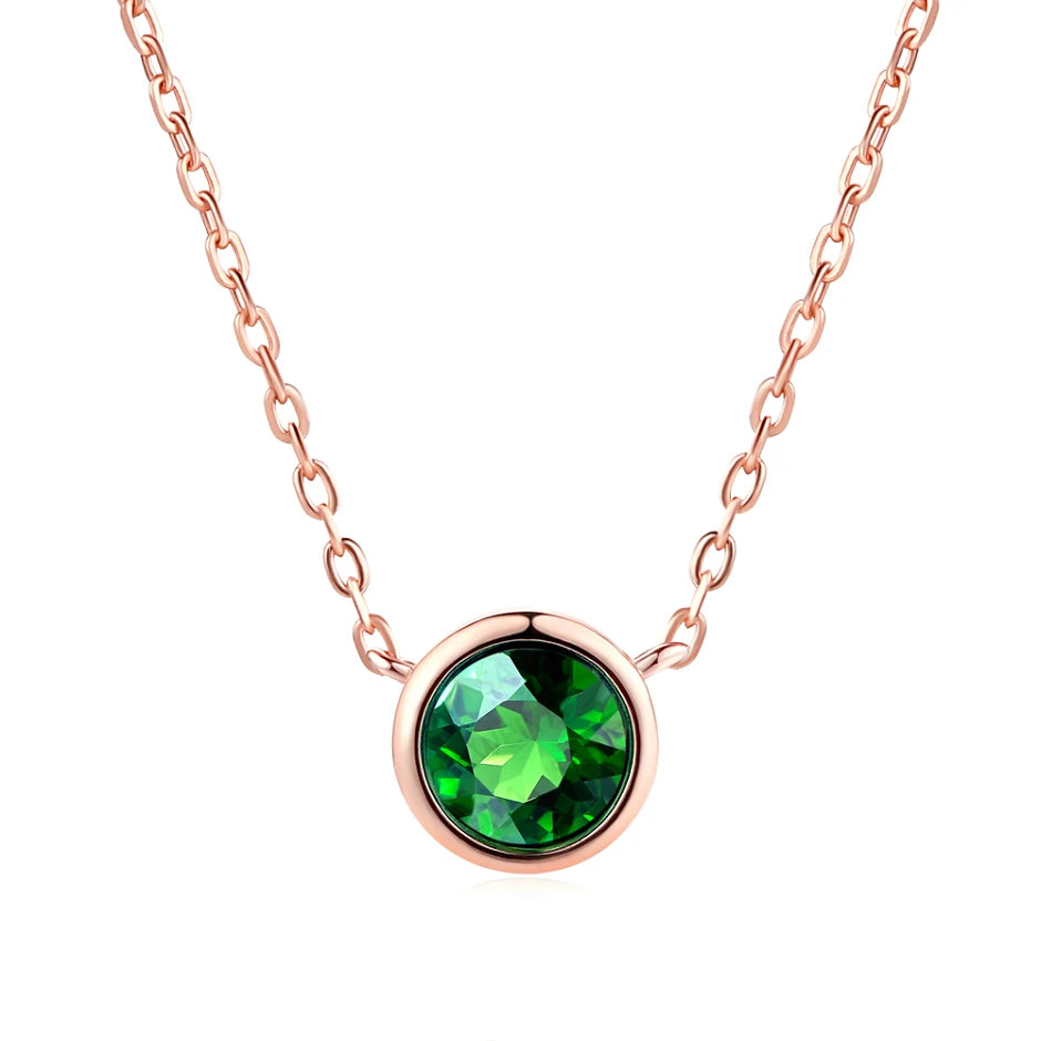 Collier avec pendentif rond en zircon cubique, couleur or