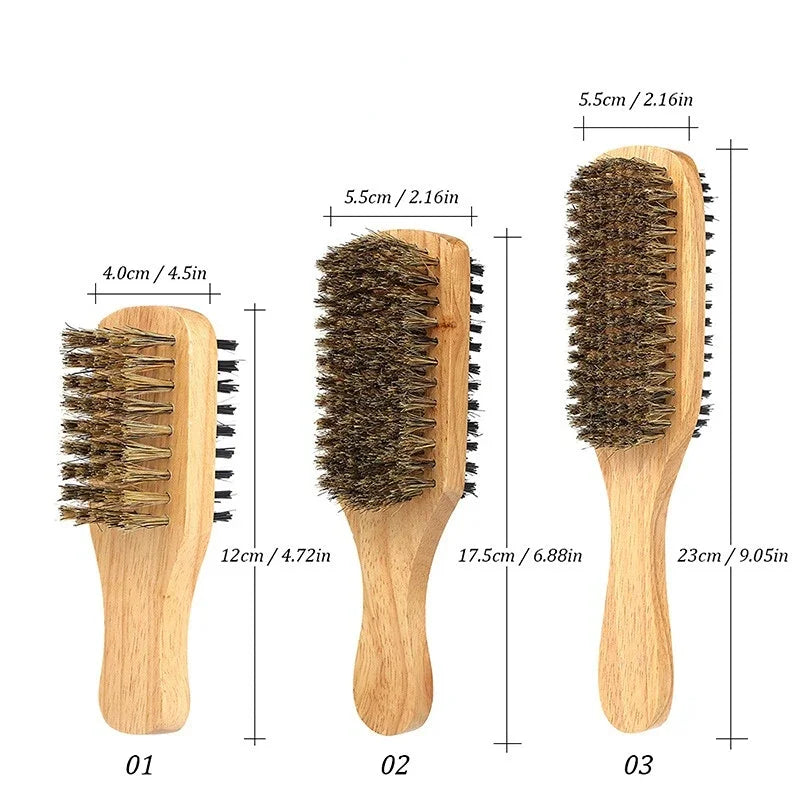 Brosse à cheveux en poils de sanglier pour hommes, brosse ondulée en bois naturel pour hommes, brosse à cheveux coiffante pour cheveux courts, longs, épais, bouclés et ondulés