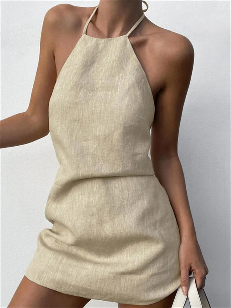Tossy-Mini Robe à Lacets pour Femme, Dos aux, Couleur Unie, Basique, Patchwork, Décontracté, Off-initié, Sexy, Mode Féminine