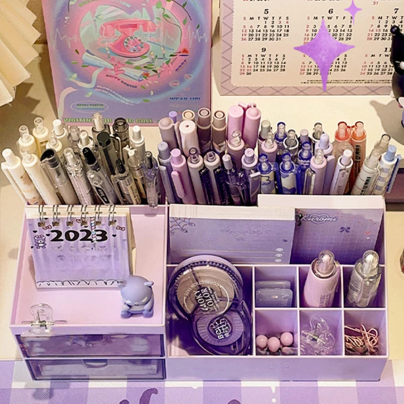 Porte-stylos boîte de rangement organisateur fille tiroir-type bureau