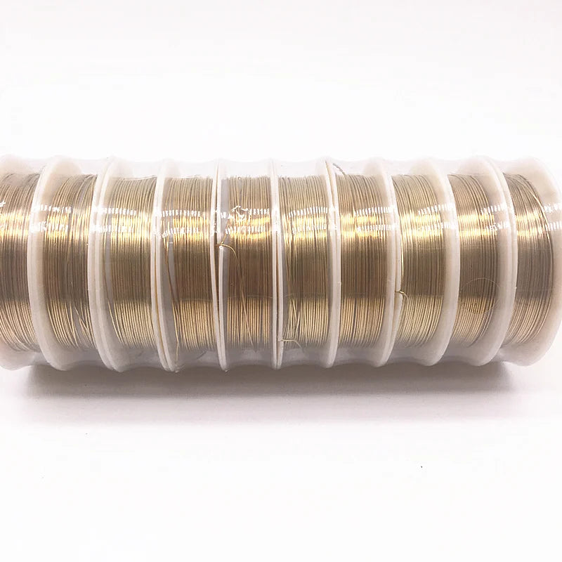 Fil de perles en laiton et cuivre, 0.2/0.3/0.4/0.5/0.6/0.7/0.8/1.0mm, pour la fabrication de bijoux, couleurs dorées