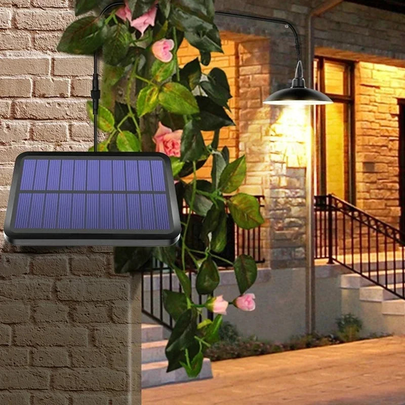 Lampe LED suspendue solaire d'extérieur, étanche, lustre à Double tête, décorations avec télécommande pour hangar intérieur, salle de grange