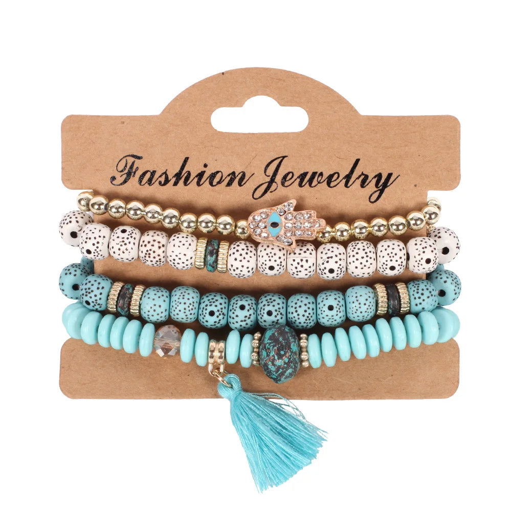 Ensemble de bracelets bohème en perles faites à la main pour femmes, chaîne de perles colorées d'été, accessoires de bijoux Boho pour hommes