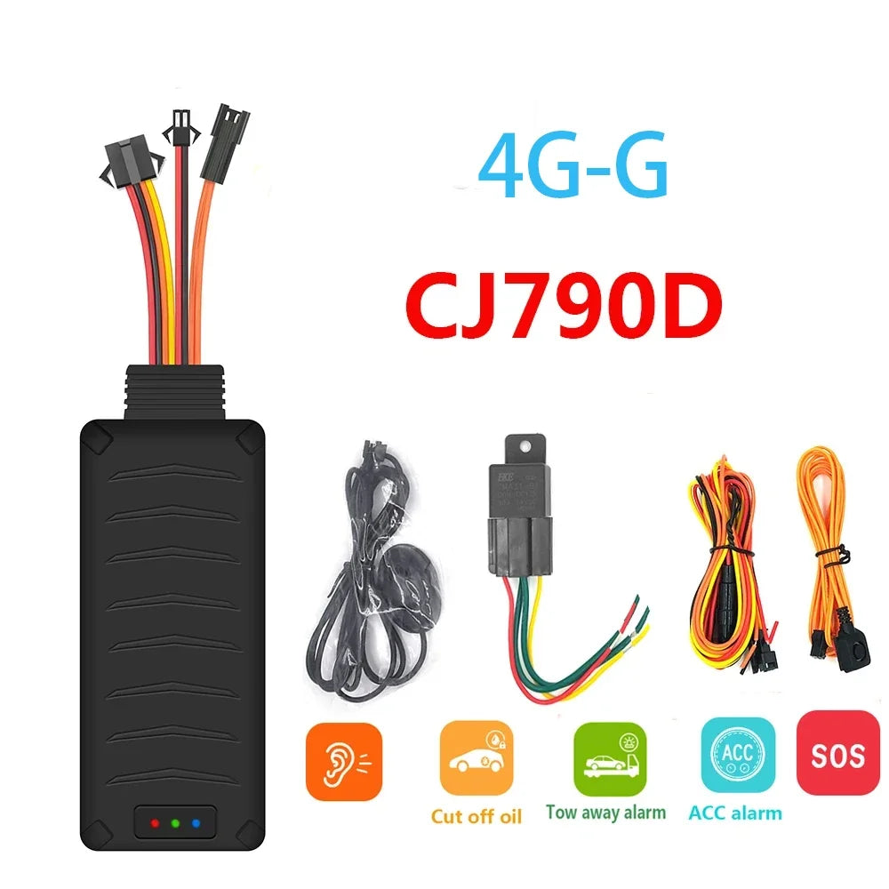 Traqueur GPS 4G pour Voiture et Moto, Moniteur Vocal SOS, État ACC, Remorquage, Arrêt, Choc, Déplacer, Appel SMS, Localisateur d'Alarme CJ790D