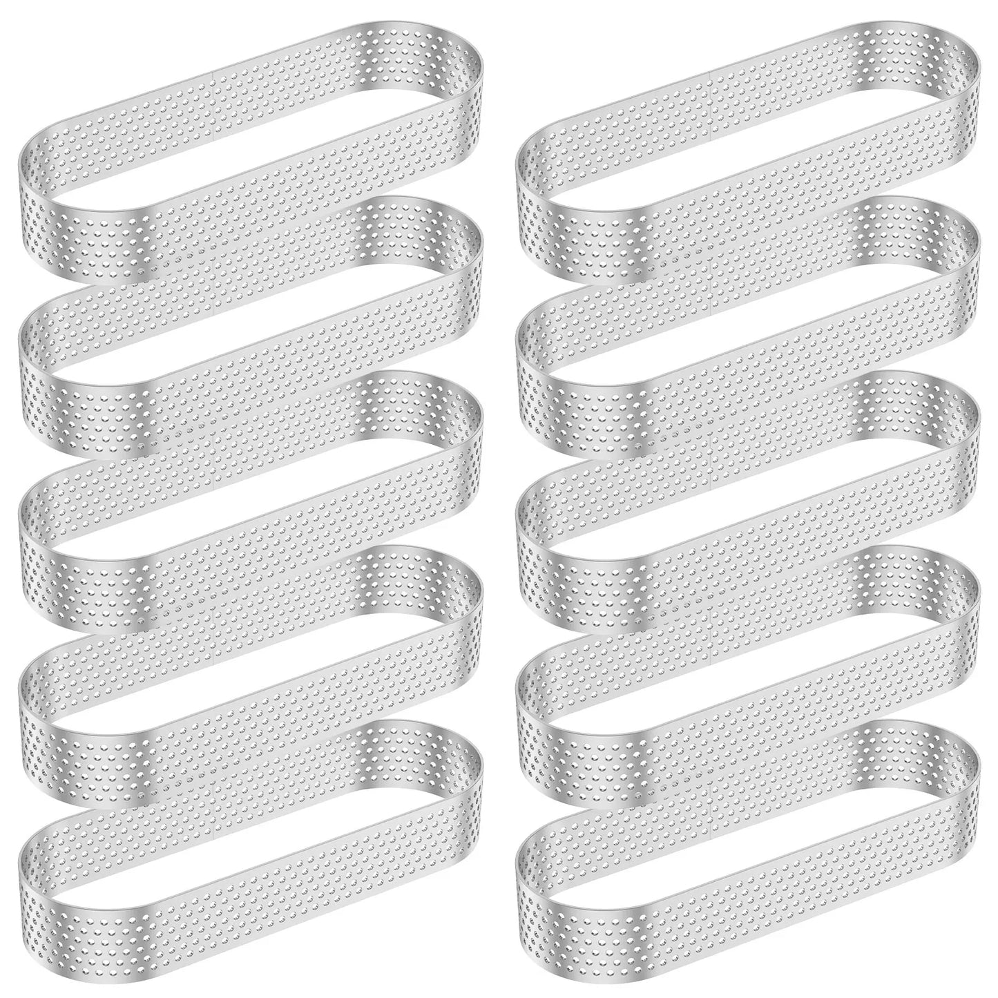 Anneaux à tarte ovales en acier inoxydable, 12 pièces, anneau à tarte poreux, moule à Mousse de gâteau perforé, coupe-biscuits, outil de moule à pâtisserie Quiche