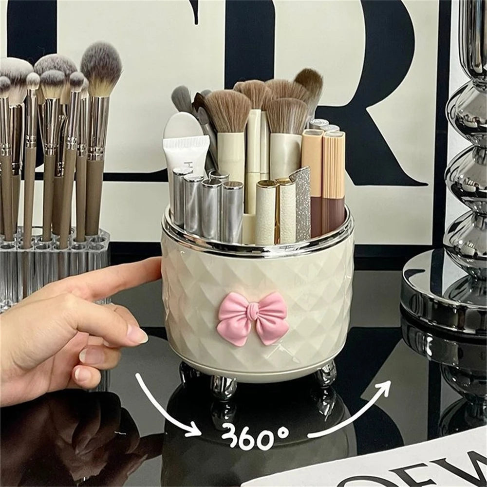 Organisateur de pinceaux de maquillage de bureau, boîtes de rangement pour crayons à sourcils, salle de bains, 360 °   Porte-stylo rotatif, commode anti-poussière, étagère à cosmétiques