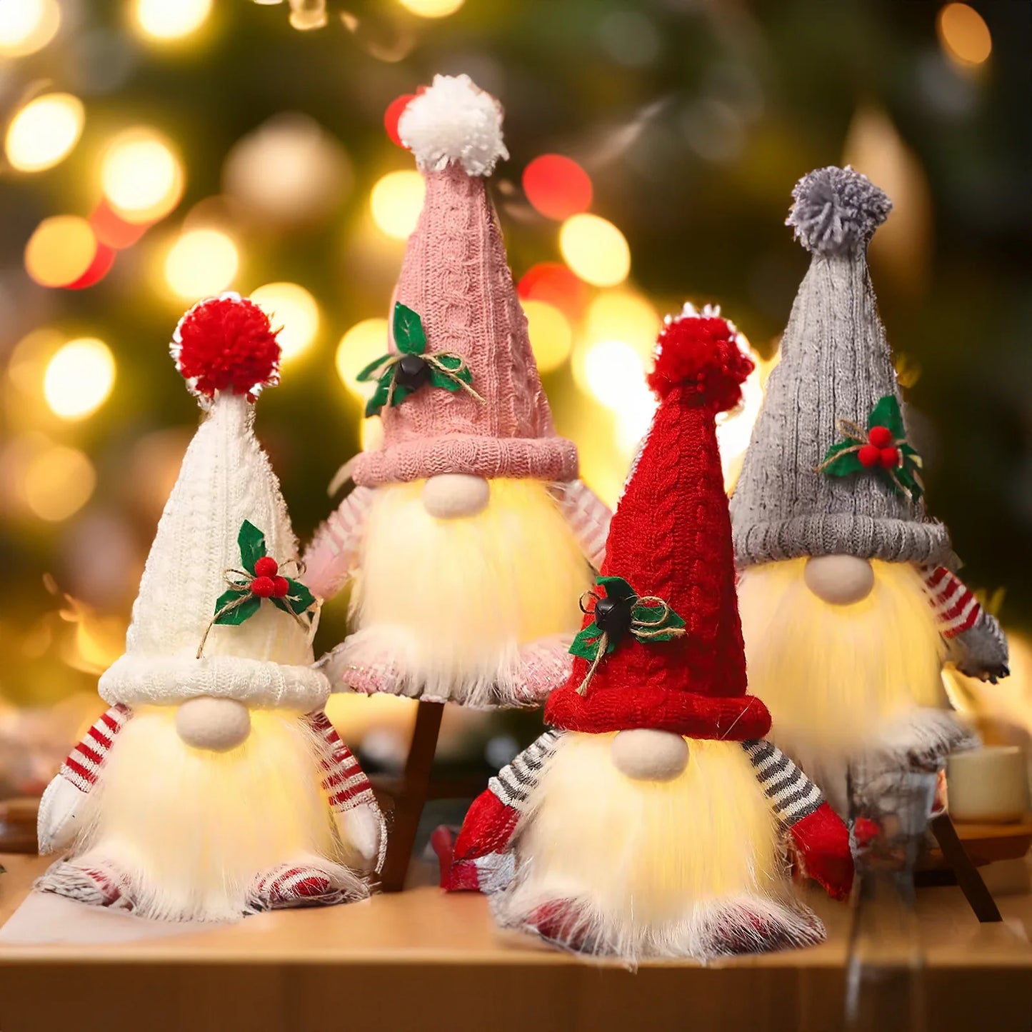 Gnome elfe avec lumière LED, décorations de Noël pour la maison