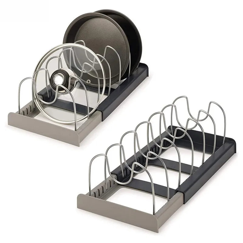 Système de rangement cuisine en acier inoxydable extensible, solution complète pour organiser casseroles, poêles et ustensiles de cuisson