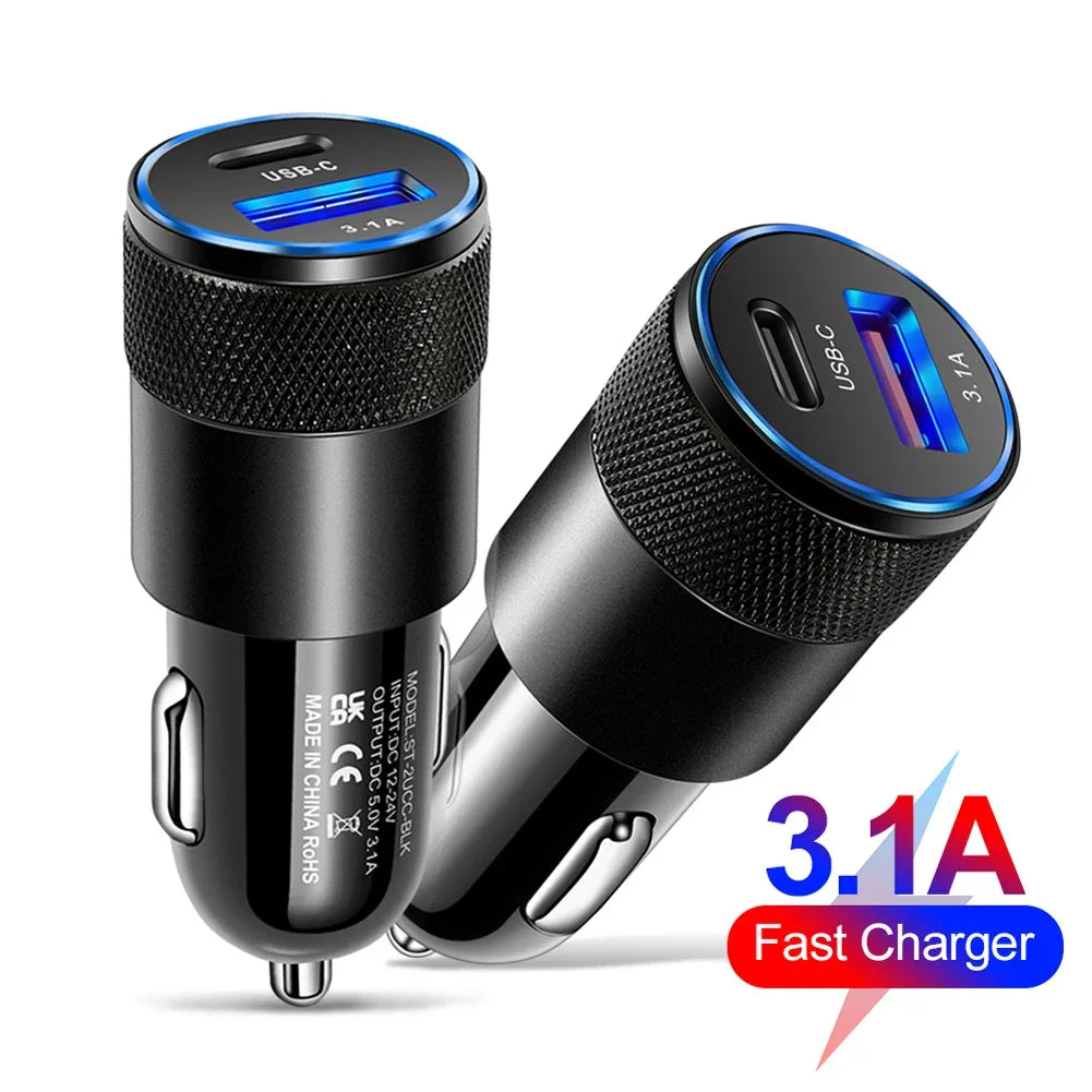 Chargeur de voiture USB 66W, Charge rapide 3.0, USB Type C, adaptateur de téléphone pour Iphone, ordinateurs portables, tablettes