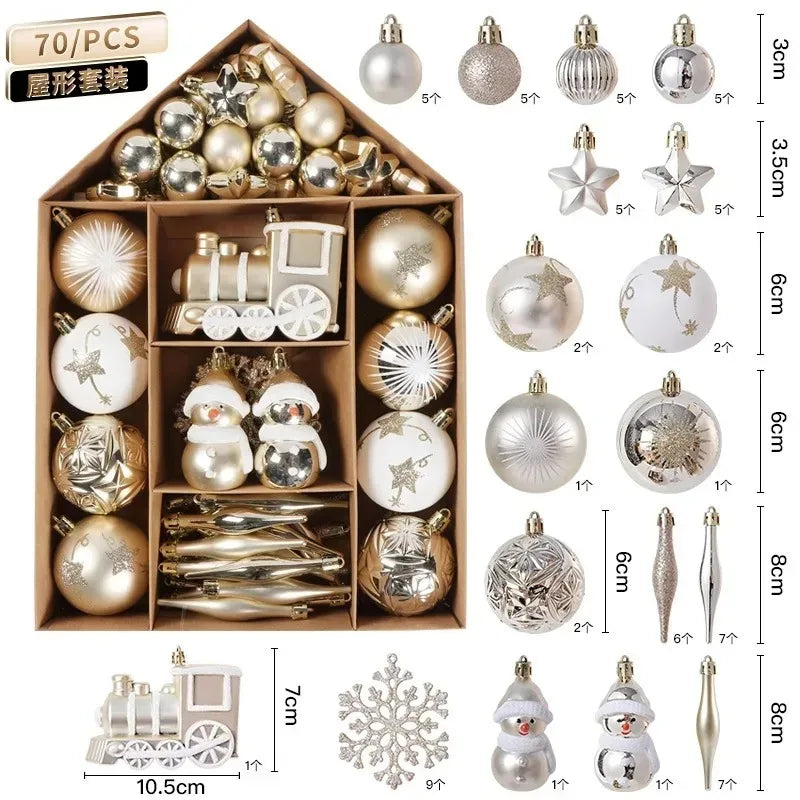 Boules de Noël décor ensemble 70 pièces grande boule flocon de neige
